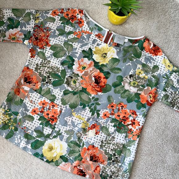 HD in Paris Anthropologie Floral Print Boxy Fit 3/4 Sleeve Blouse Size: Small - Picture 1 of 13
